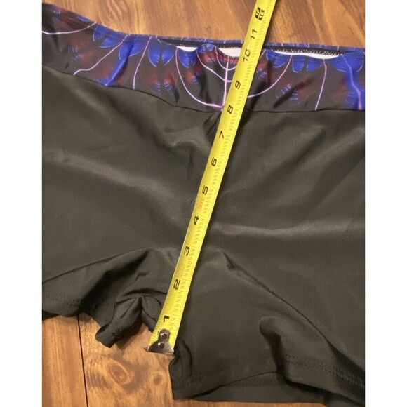 Black Woman Size XL Peacock Print Booty Shorts Stretchy Athletic Weightlifting - Picture 10 of 11